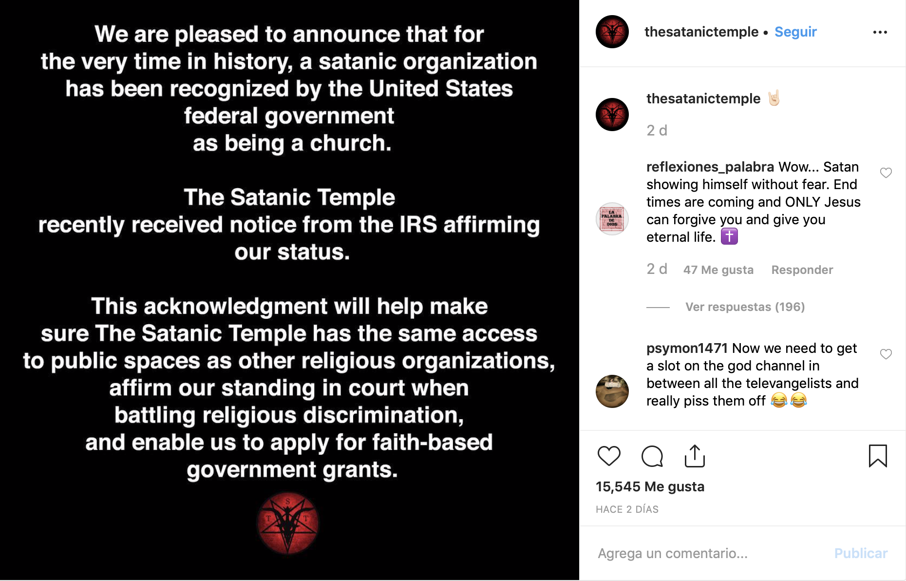 (Foto: Instagram The Satanic Temple)