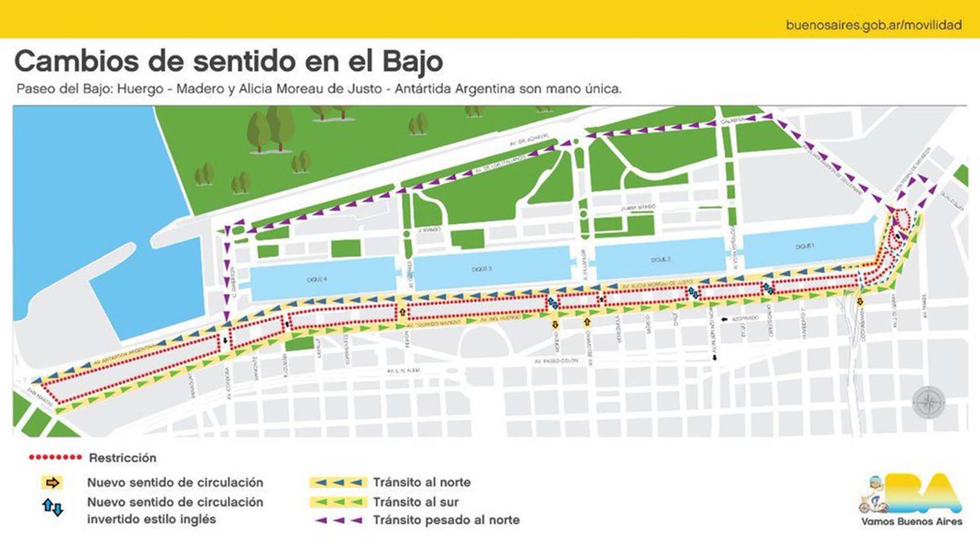 El proyecto forma parte de la mega obra del Paseo del Bajo; desde la Ciudad informaron cambios en el sentido de circulación
