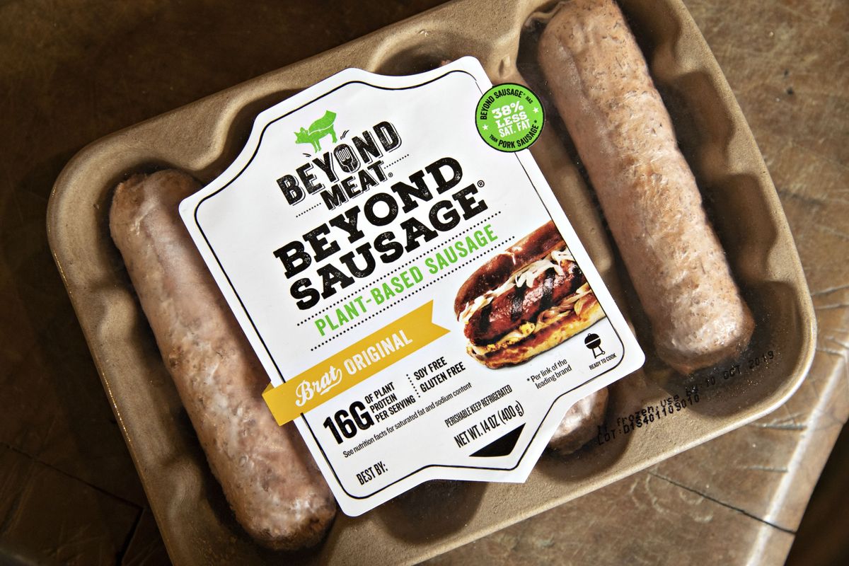 Beyond Meat: salchicha a base de plantas de carne Fotógrafo: Daniel Acker / Bloomberg
