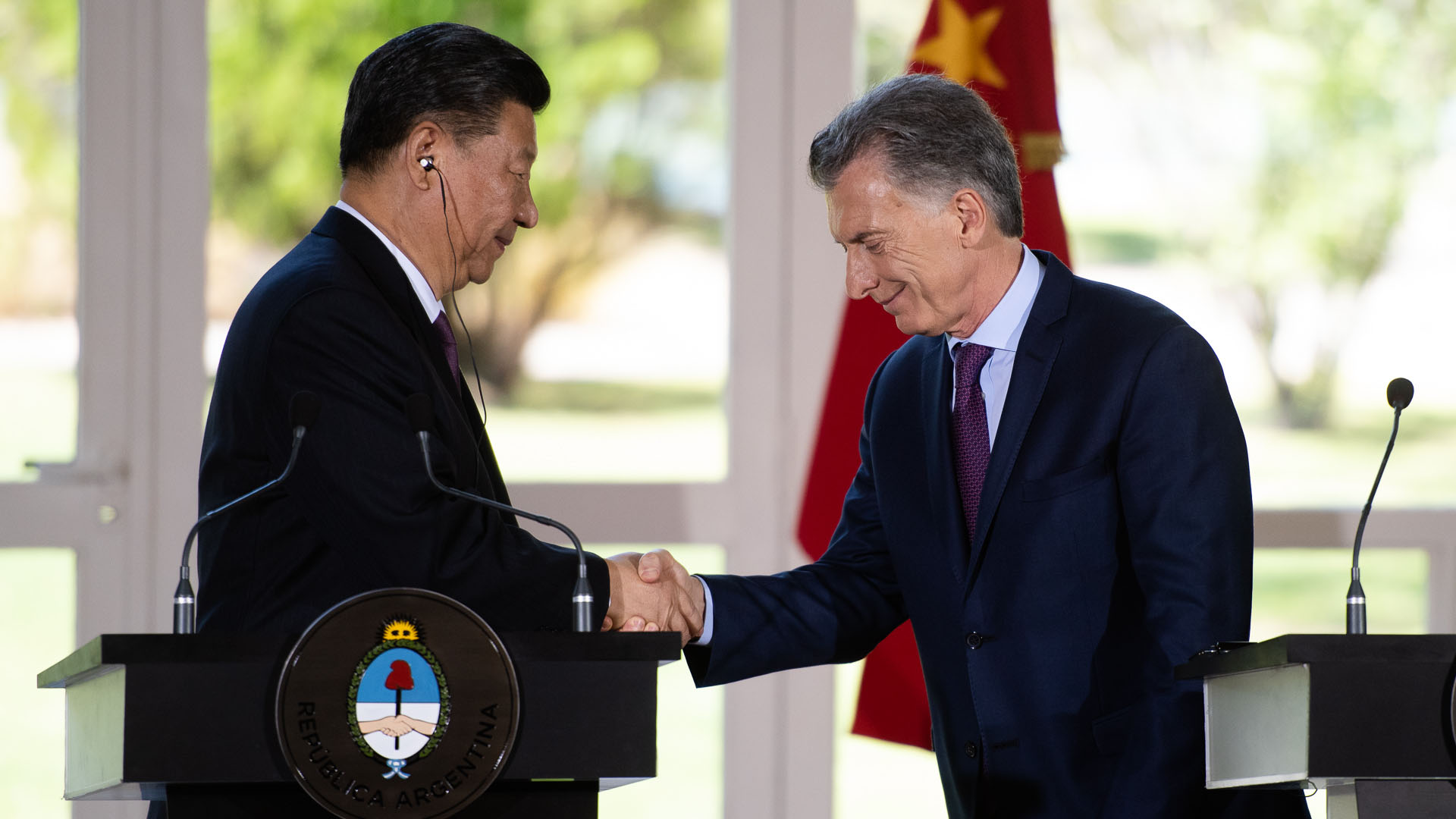 Xi Jinping y Macri en Olivos, en conferencia de prensa durante el G20