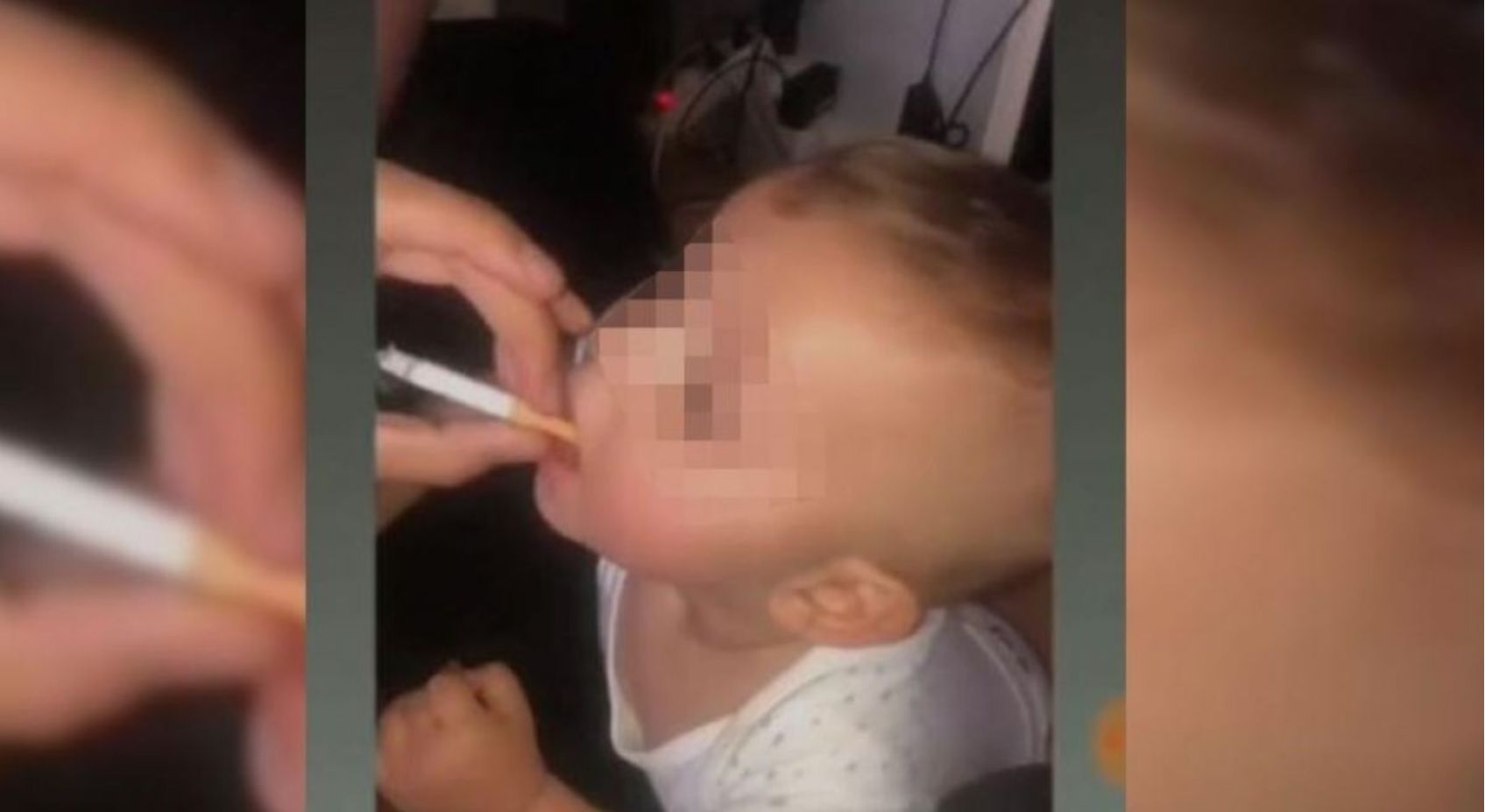 Por la reacción del bebé, al parecer fumar frente a él era una práctica común Foto: Impresión de pantalla video de Instagram