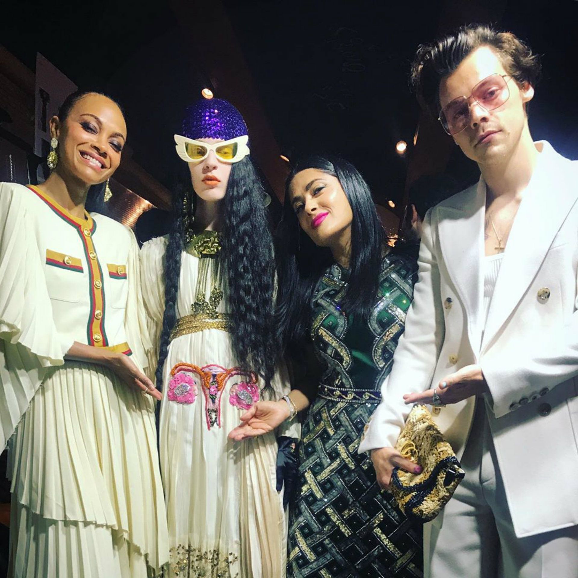 El bolso de Harry Styles no pasó desapercibido (Instagram: salmahayek)