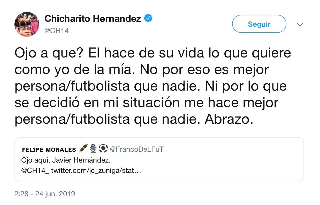 El jugador mexicano suele responder en sus redes sociales comentarios positivos y negativos (Foto: Twitter @ch14_)