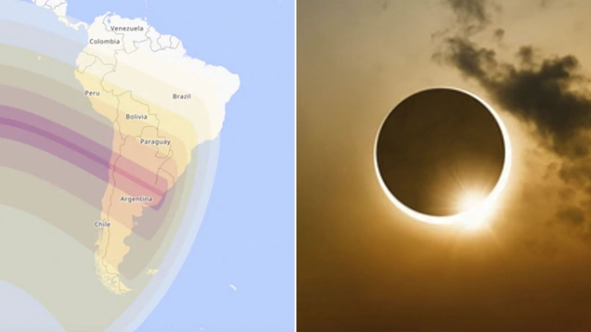 El camino que recorrerá el Eclipse Solar Total en Chile y Argentina