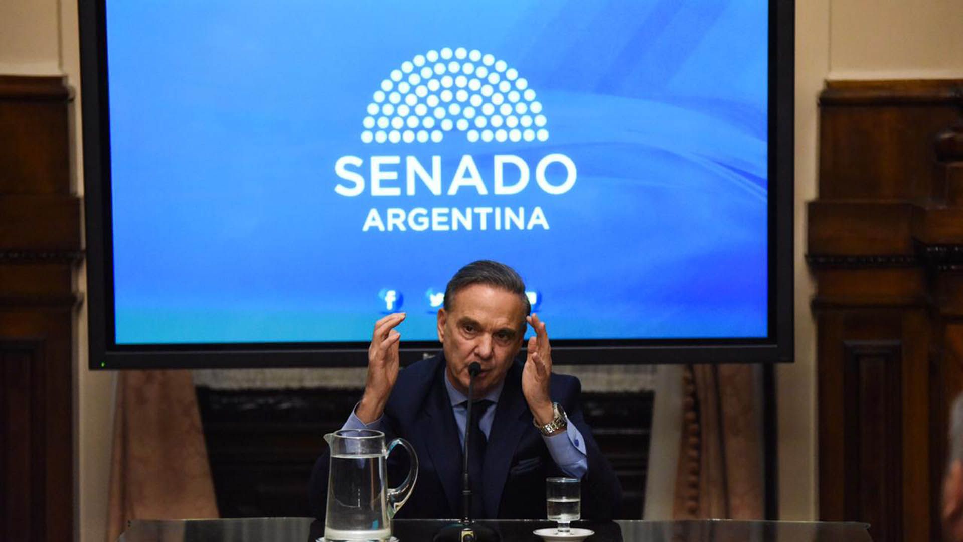 Miguel Ángel Pichetto brindó una conferencia de prensa en el Senado