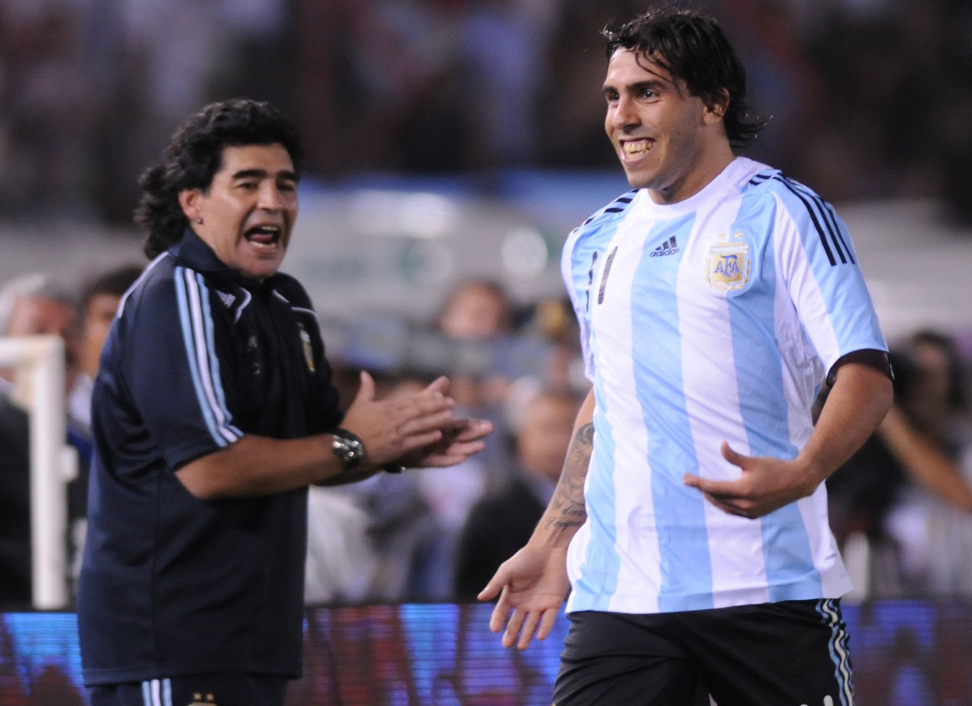 En su paso por la Selección con Diego Maradona como técnico (Fotobaires)