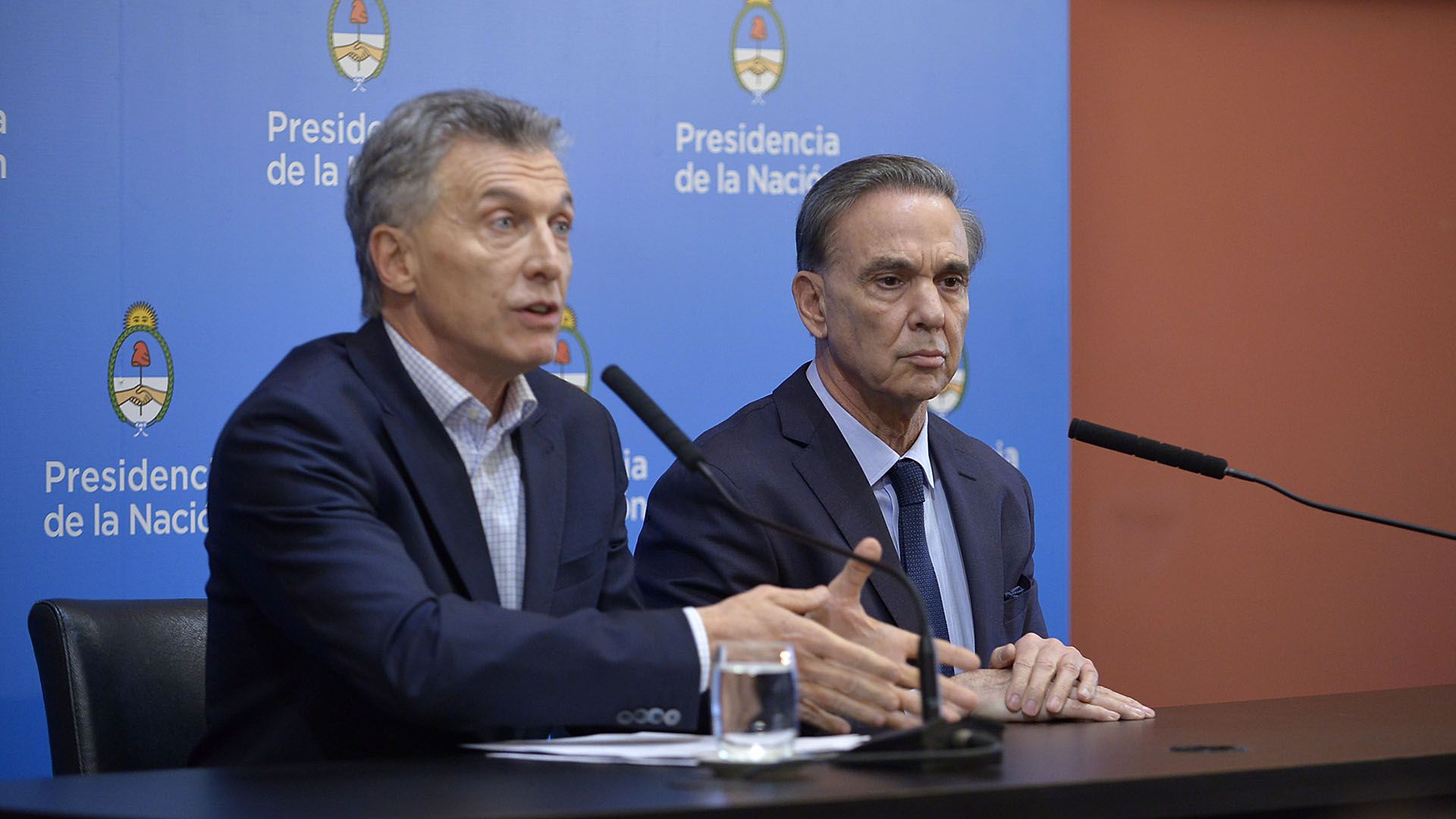 Macri y Pichetto en la conferencia de prensa del lunes por la tarde (Gustavo Gavotti)