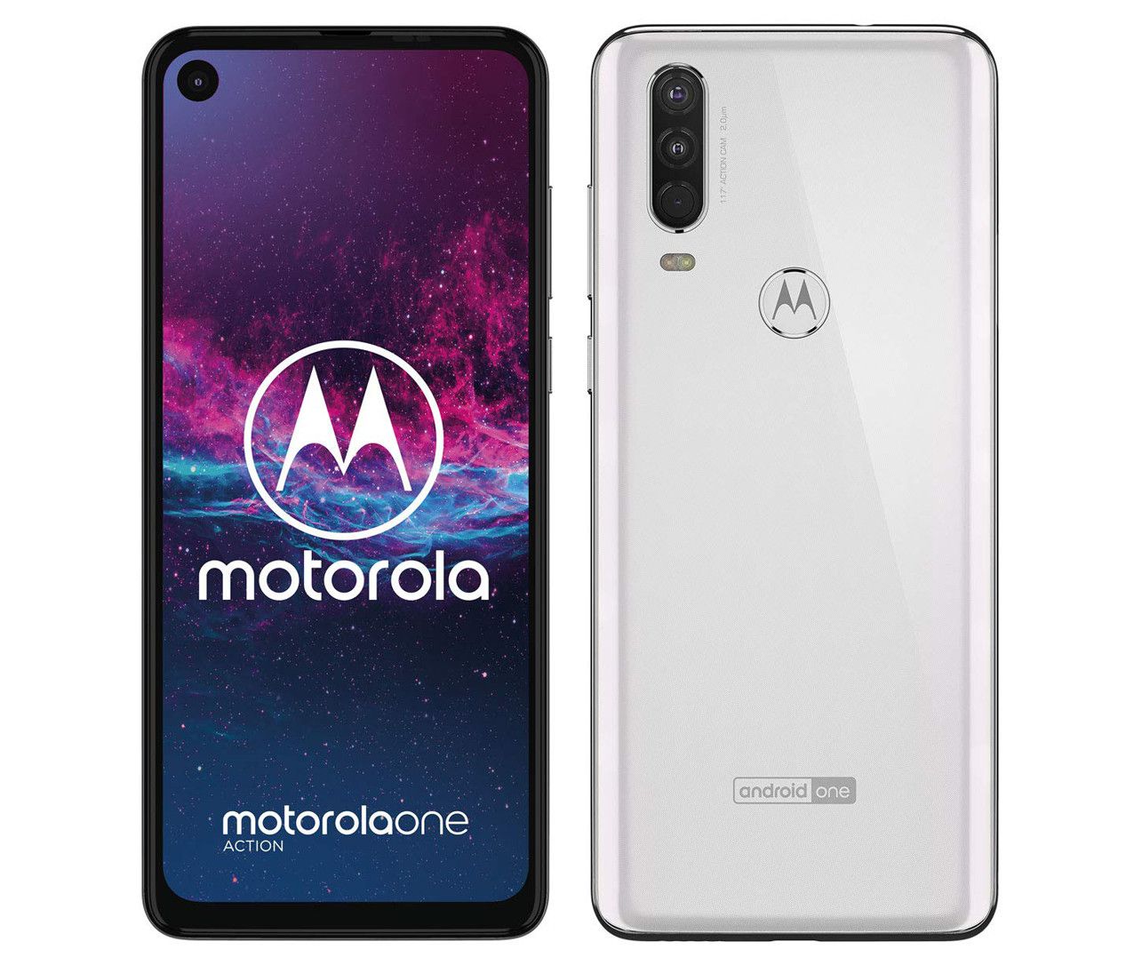 El Motorola One Action está disponible en colores Pearl white (blanco) y Denim (azul grisáceo