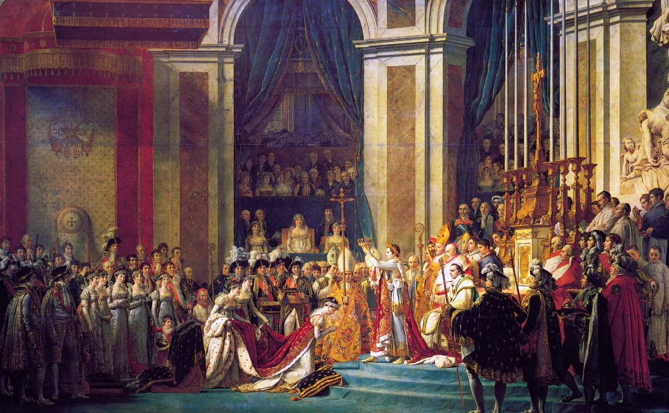 La coronación de Napoleón, por Jacques Louis David, 1808.