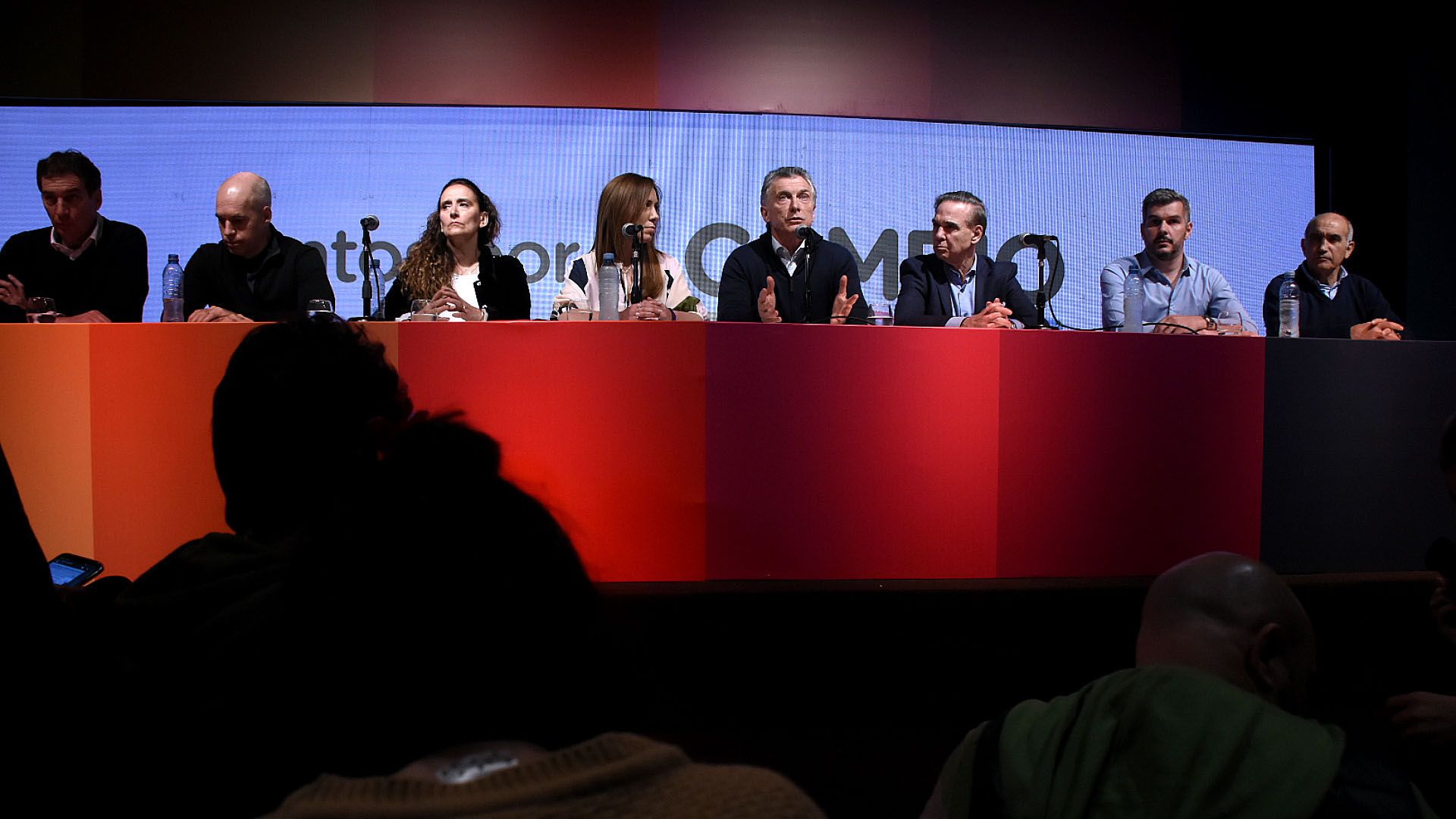 Mauricio Macri brindó una conferencia de prensa tras reconocer la derrota en el búnker de Juntos por el Cambio (Nicolas Stulberg)