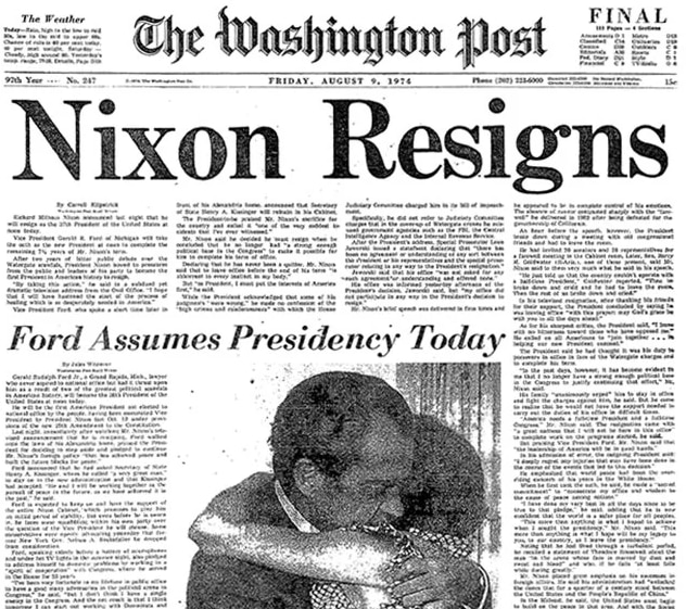 The Washington Post hizo una famosa investigación sobre el escándalo Watergate, que condujo a la renuncia de Nixon.