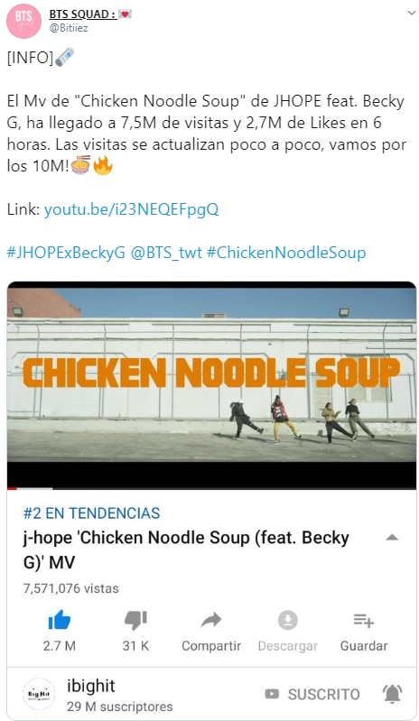El video de “Chicken Needle Soup” ha sido visto por 7.5 millones de personas y suma 2.5 reacciones en tan sólo seis horas. (Foto: captura de pantalla)