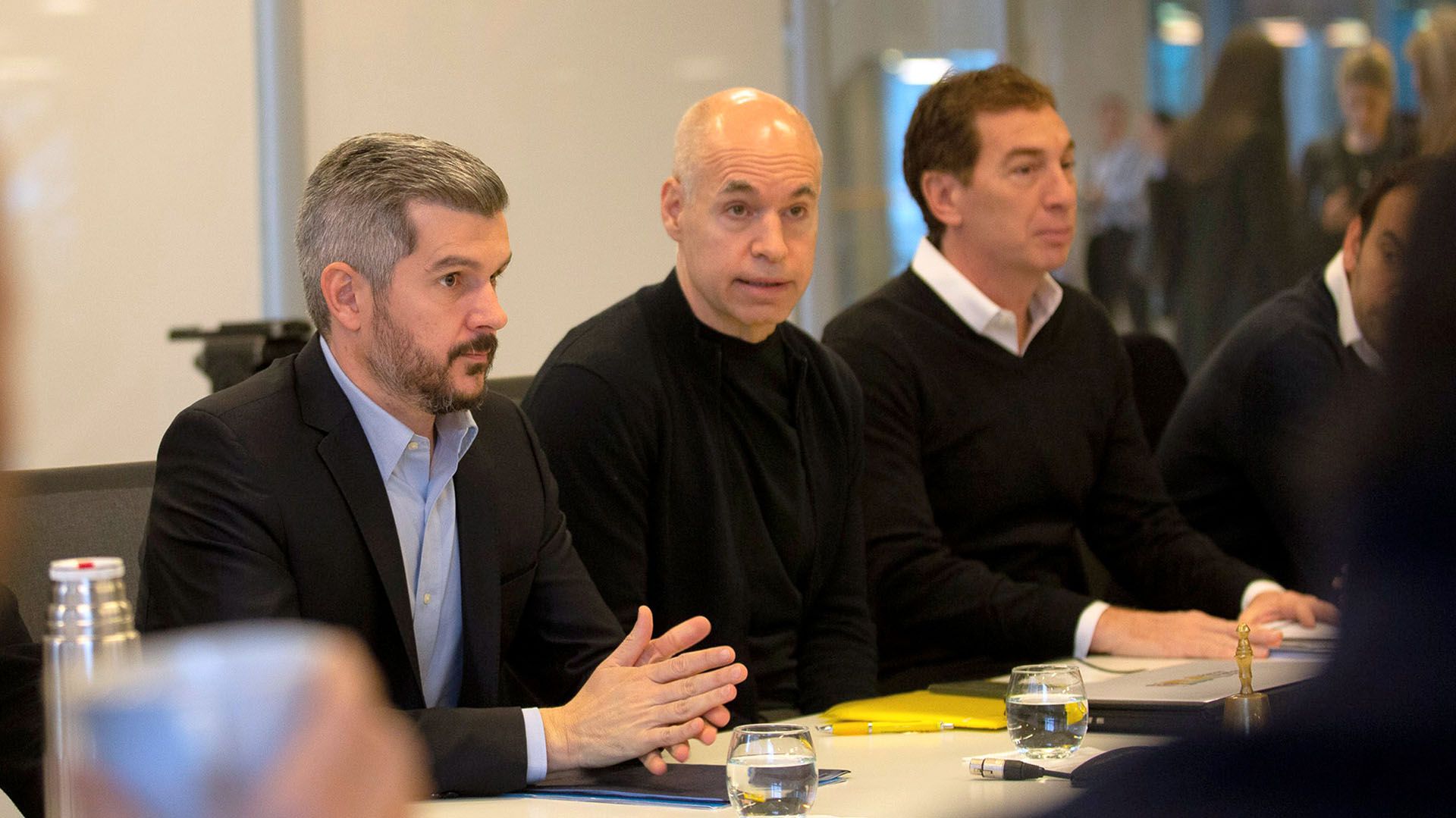 Marcos Peña en la reunión de Gabinete del gobierno porteño, junto a Rodríguez Larreta y Diego Santilli (Prensa GCBA)