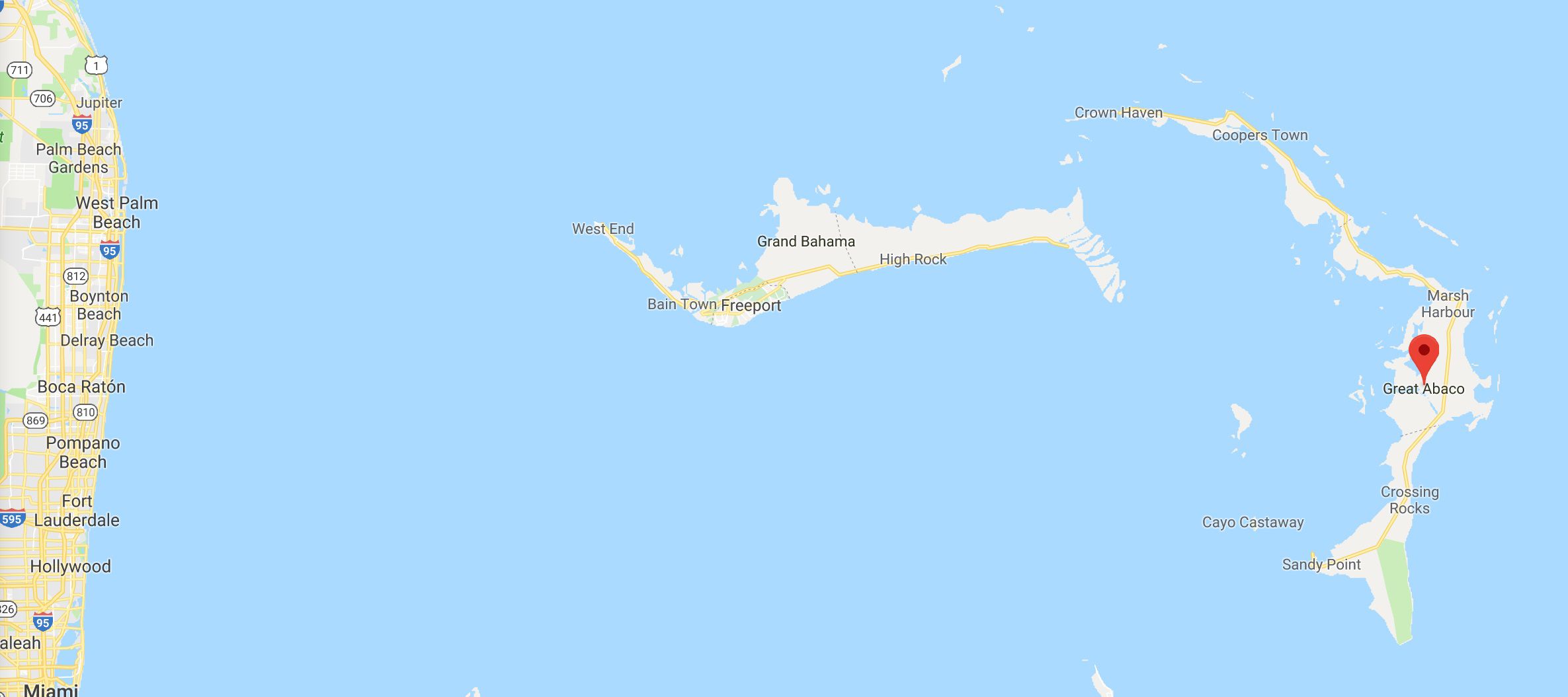 Islas Ábaco, primer lugar que golpeará Dorian (Foto: Google Maps)
