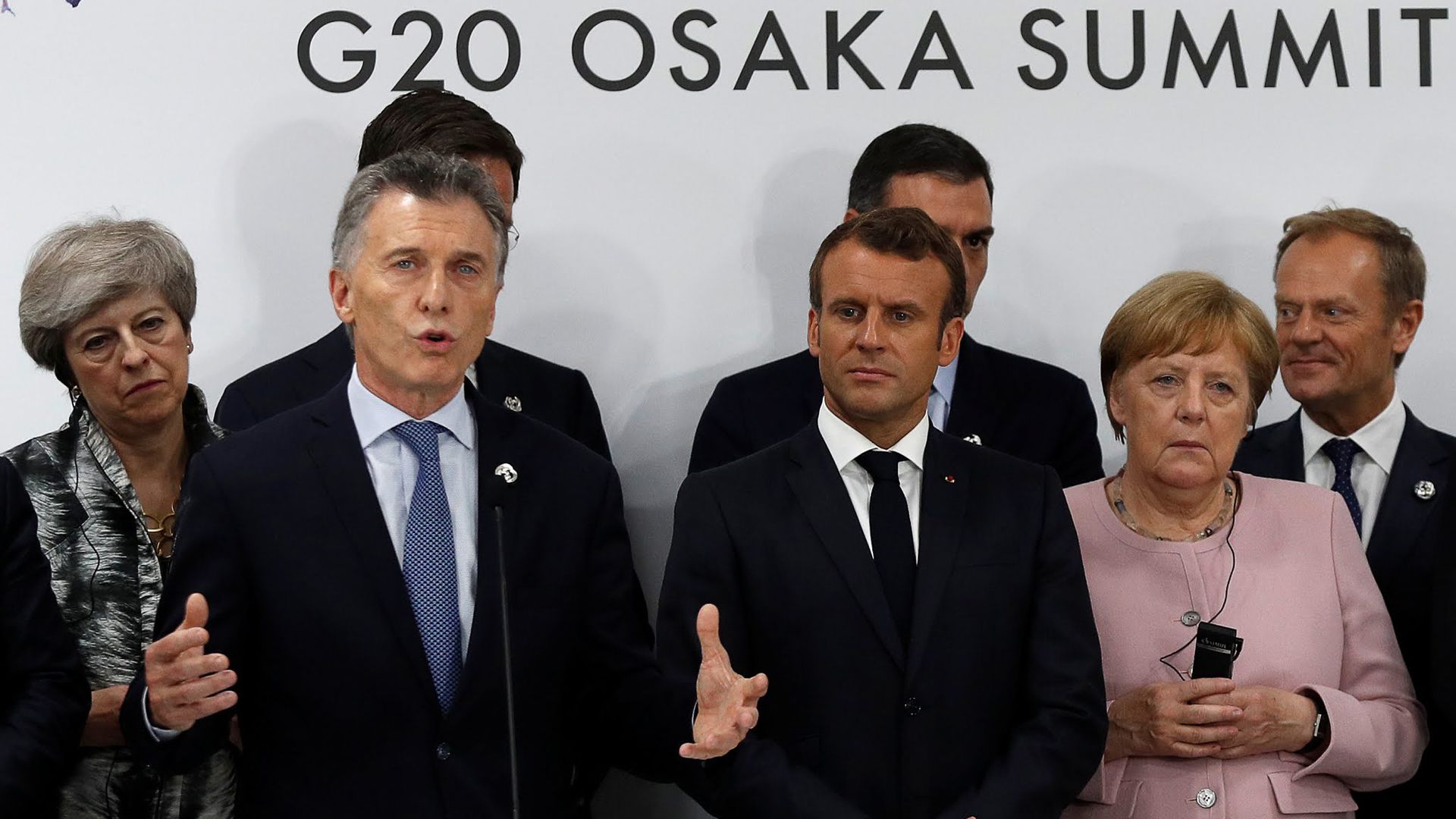 Mauricio Macri durante el G20 realizado en Osaka, Japón, en la que se analizó la perspectiva de integración Unión Europea - Mercosur, la cual trasciende a los gobiernos