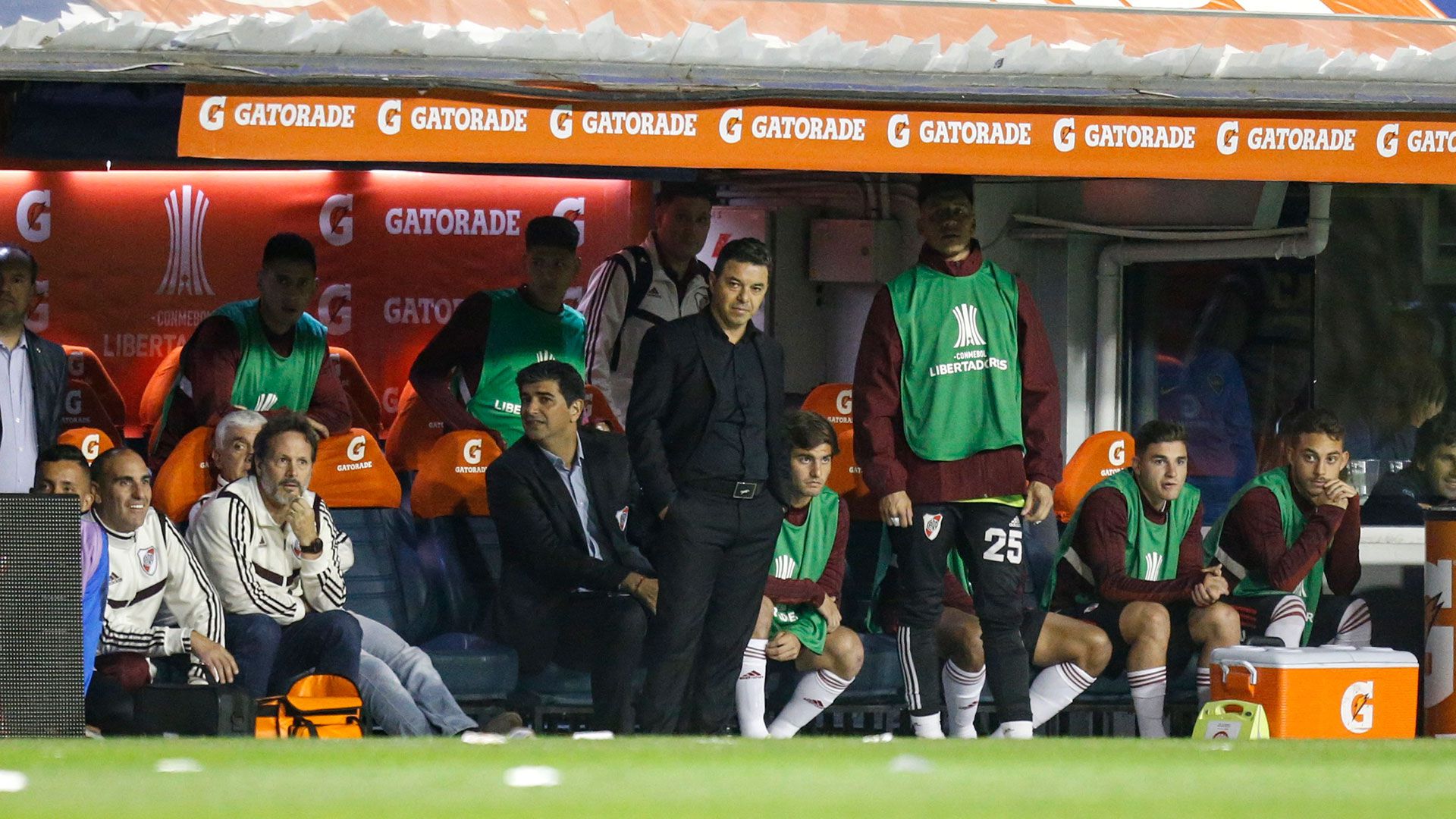 La mirada fija de Marcelo Gallardo durante la revancha contra Boca (Nicolás Aboaf)