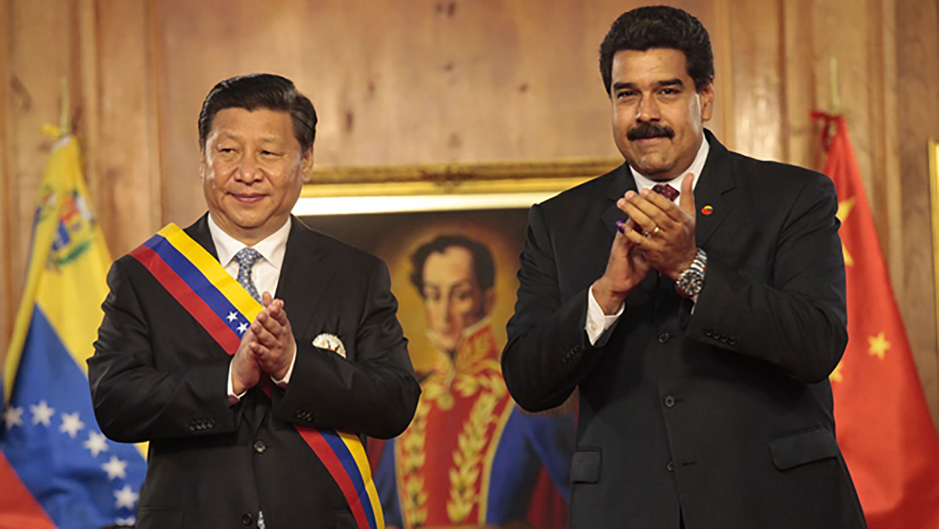 El presidente Xi Jinping y su par venezolano Nicolás Maduro, en Caracas, en 2017