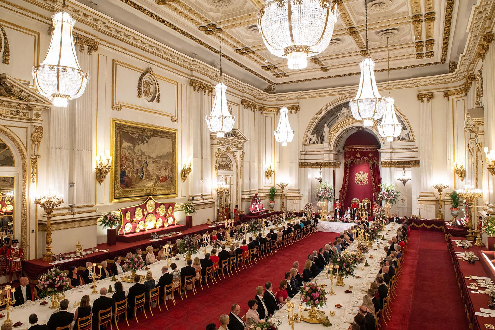 Banquete de la la Reina Isabel II para el presidente Donald Trump (Foto: Dominic Lipinski/POOL/AFP)