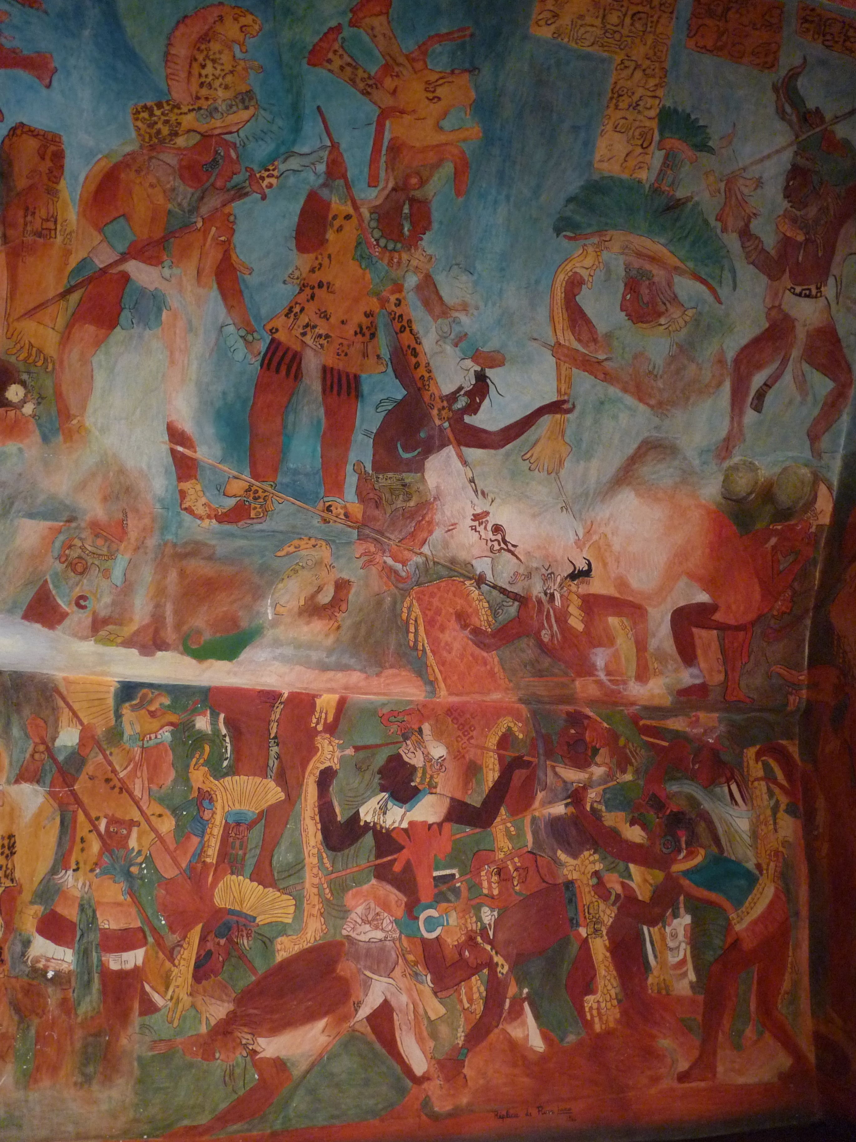 Detalle de la reproducción de los murales de Bonampak 