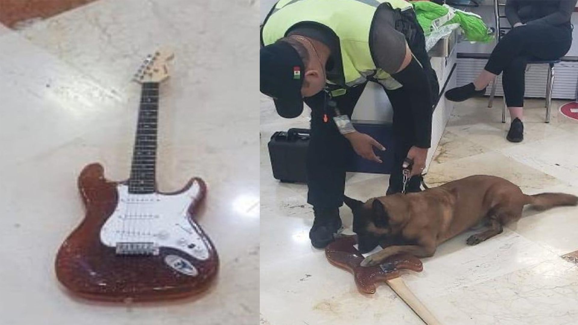 La guitarra tenía un peso anormal, razón que llevó a los agentes a examinarla más detenidamente (Foto: Twitter)