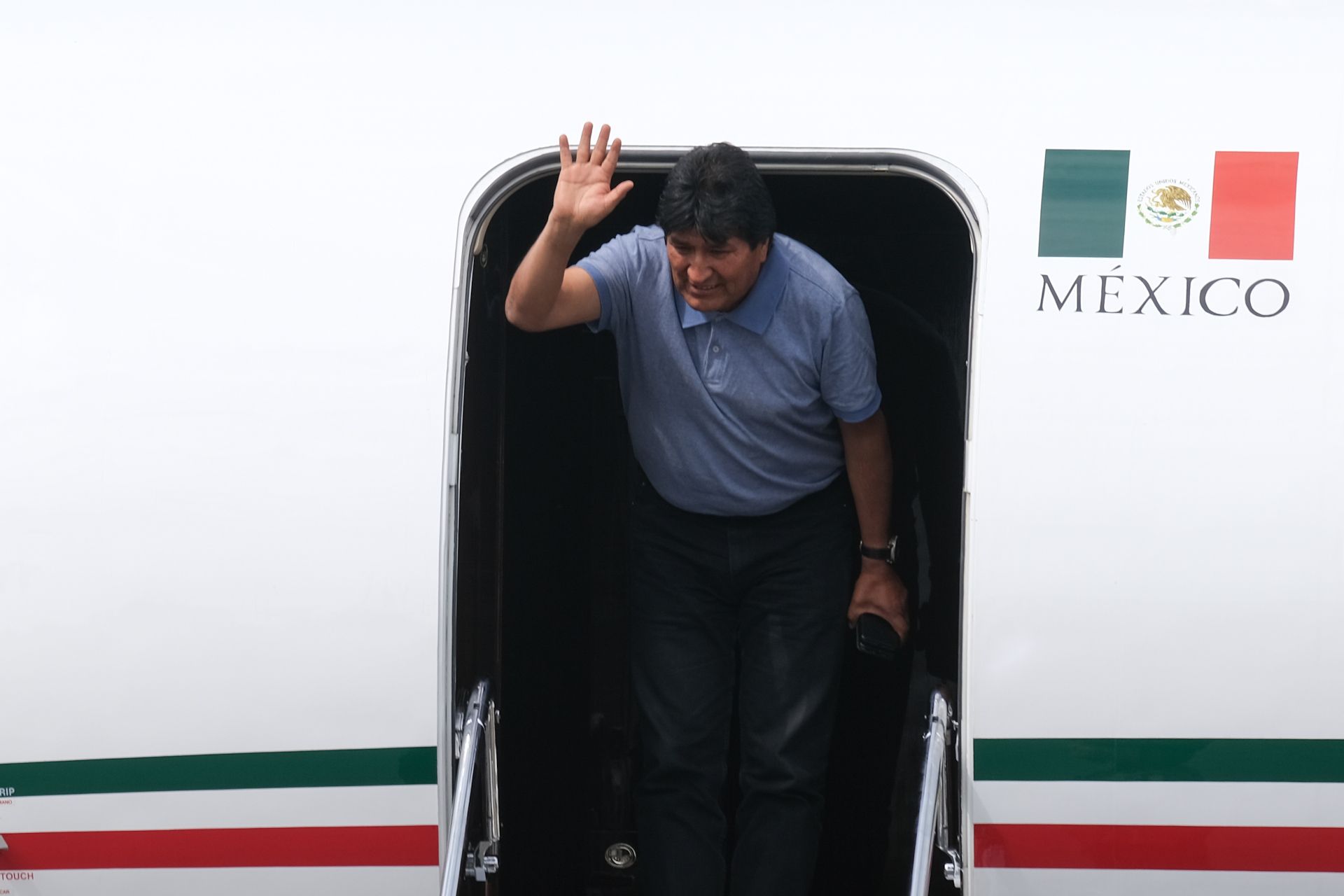 Evo Morales, ex presidente de Bolivia, llegó a la Ciudad de México en el Hangar Presidencial del Aeropuerto Internacional de la Ciudad de México (AICM) en noviembre (Foto: Cuartoscuro)