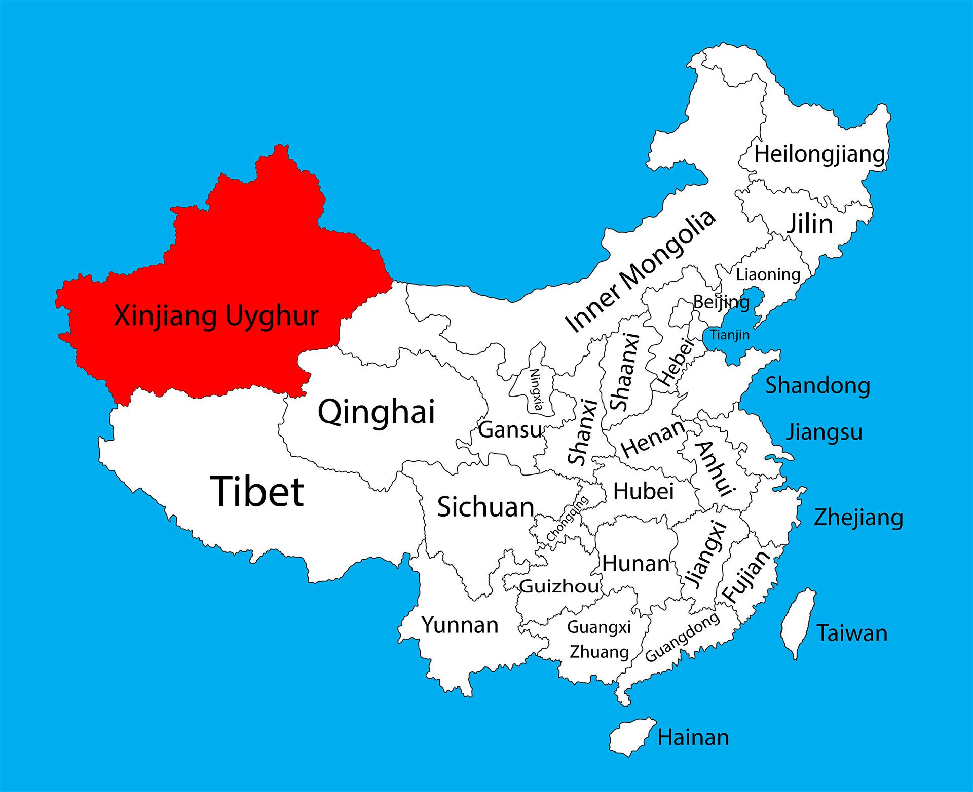 Ubicación de Xinjiang, en el noroeste chino. (Shutterstock)
