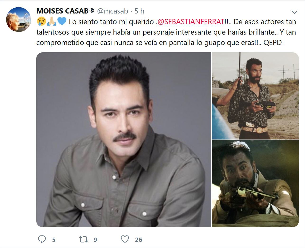 Actores, amigos y compañeros de Sebastián Ferrat, se despiden con tristeza de él y agradecen todo lo compartido y aprendido a su lado (Foto: Twitter)
