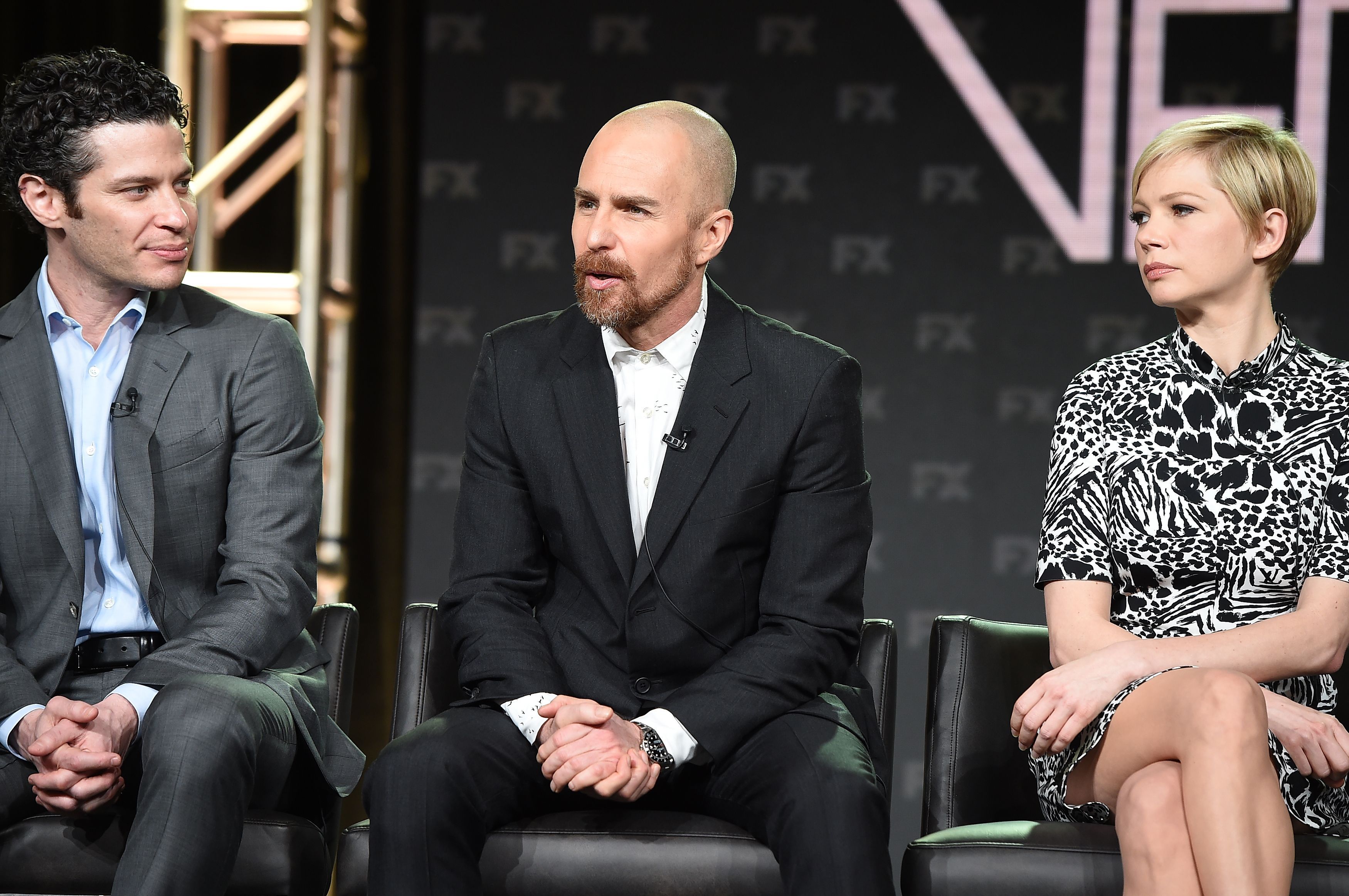 Thomas Kail, Sam Rockwell y Michelle Williams (Shutterstock)