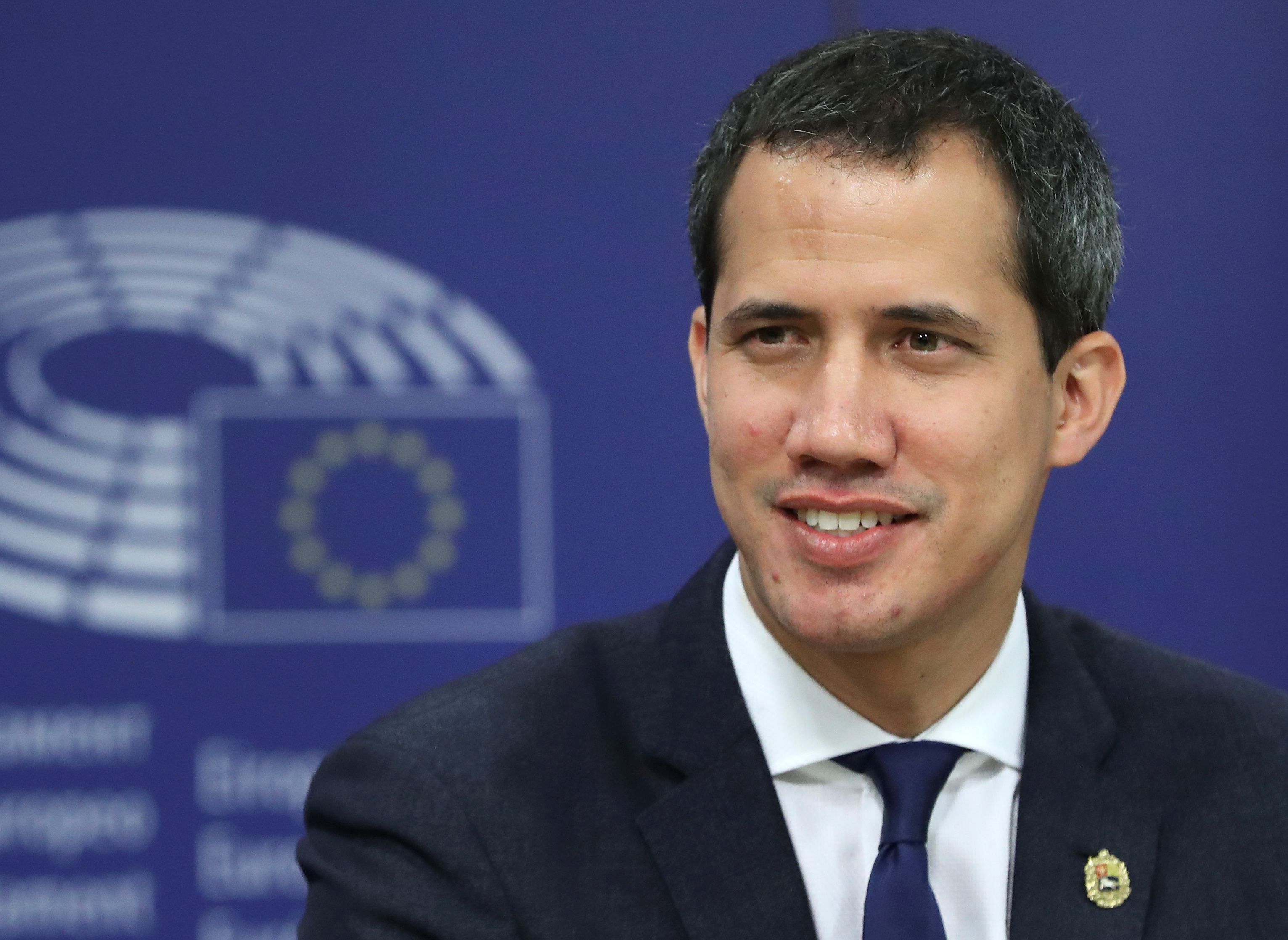 Venezuelan opposition leader Juan Guaido holds a news conference at the European Parliament in Brussels, Belgium January 22, 2020. REUTERS/Yves Herman