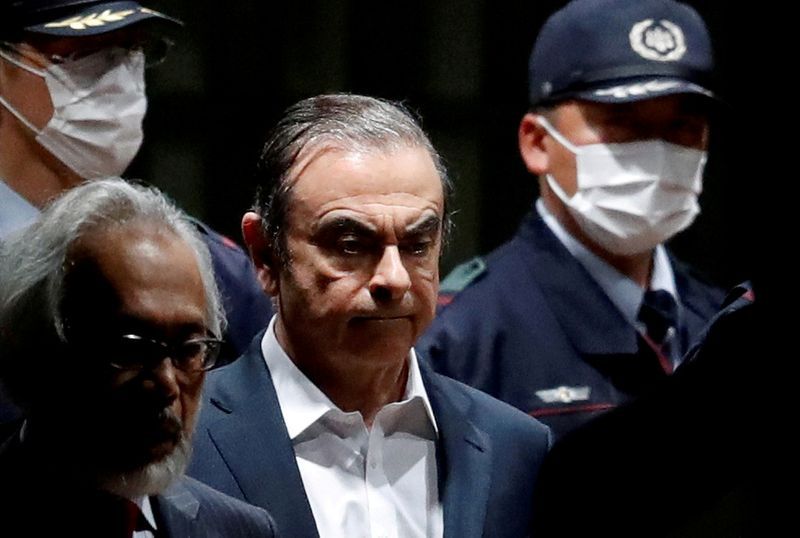 FILE PHOTO: Former Nissan Motor Chariman Carlos Ghosn leaves the Tokyo Detention House in Tokyo, Japan April 25, 2019. REUTERS/Issei Kato/File Photo