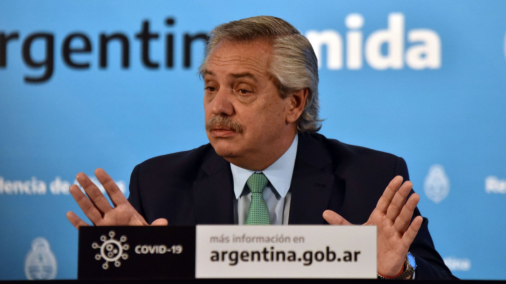 El presidente Alberto Fernández al anunciar la extensión de la cuarentena (Franco Fafasuli)