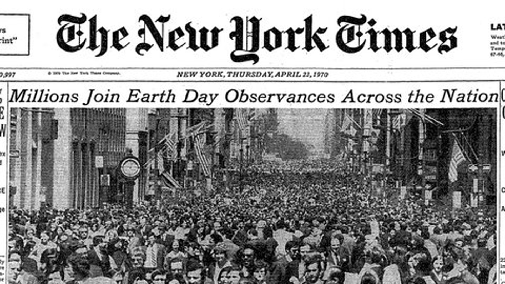 El primer Día de la Tierra en 1970 fue portada del NYTimes