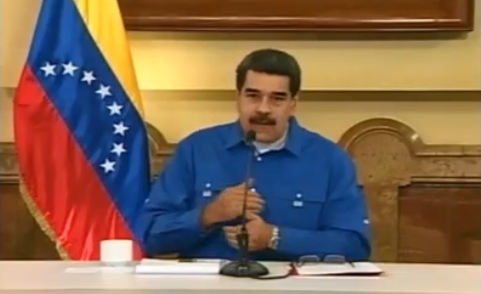El dictador durante su discurso en cadena nacional