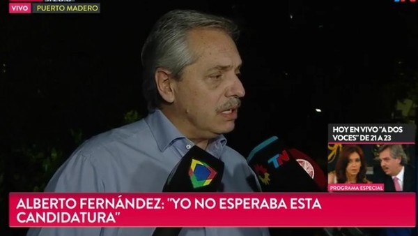 Alberto Fernández sobre su candidatura presidencial: "No era este lugar donde esperaba terminar"