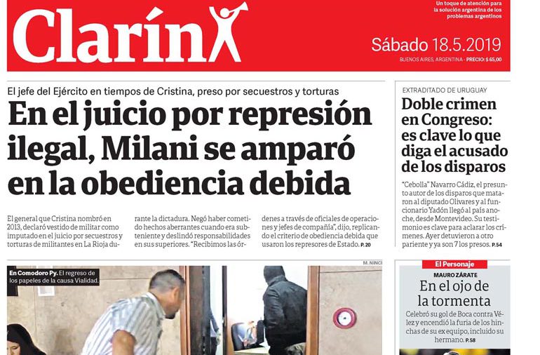 Clarín, sábado 18 de mayo de 2019