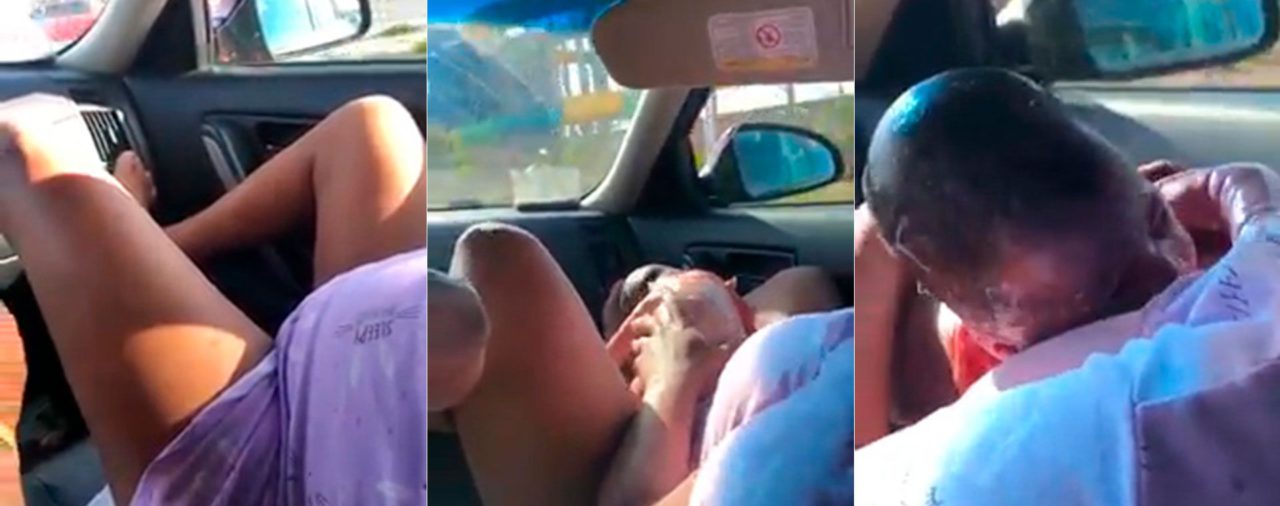 El increíble momento en que una mamá dio a luz en el auto camino al hospital: su hijo de 10 años capturó todo en video
