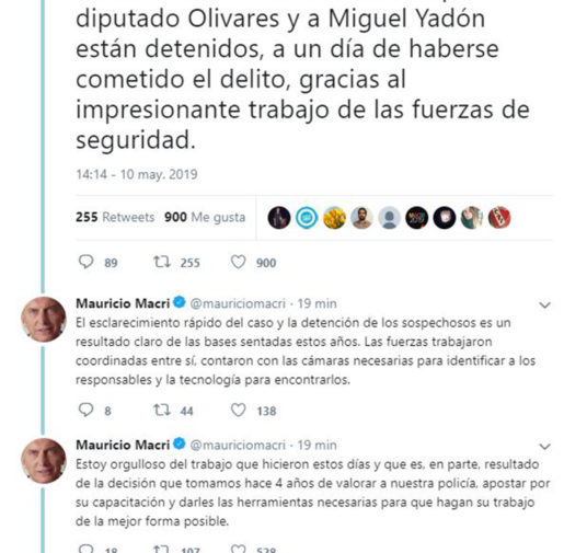 Macri elogió "el esclarecimiento rápido" del ataque a Olivares y Yadón