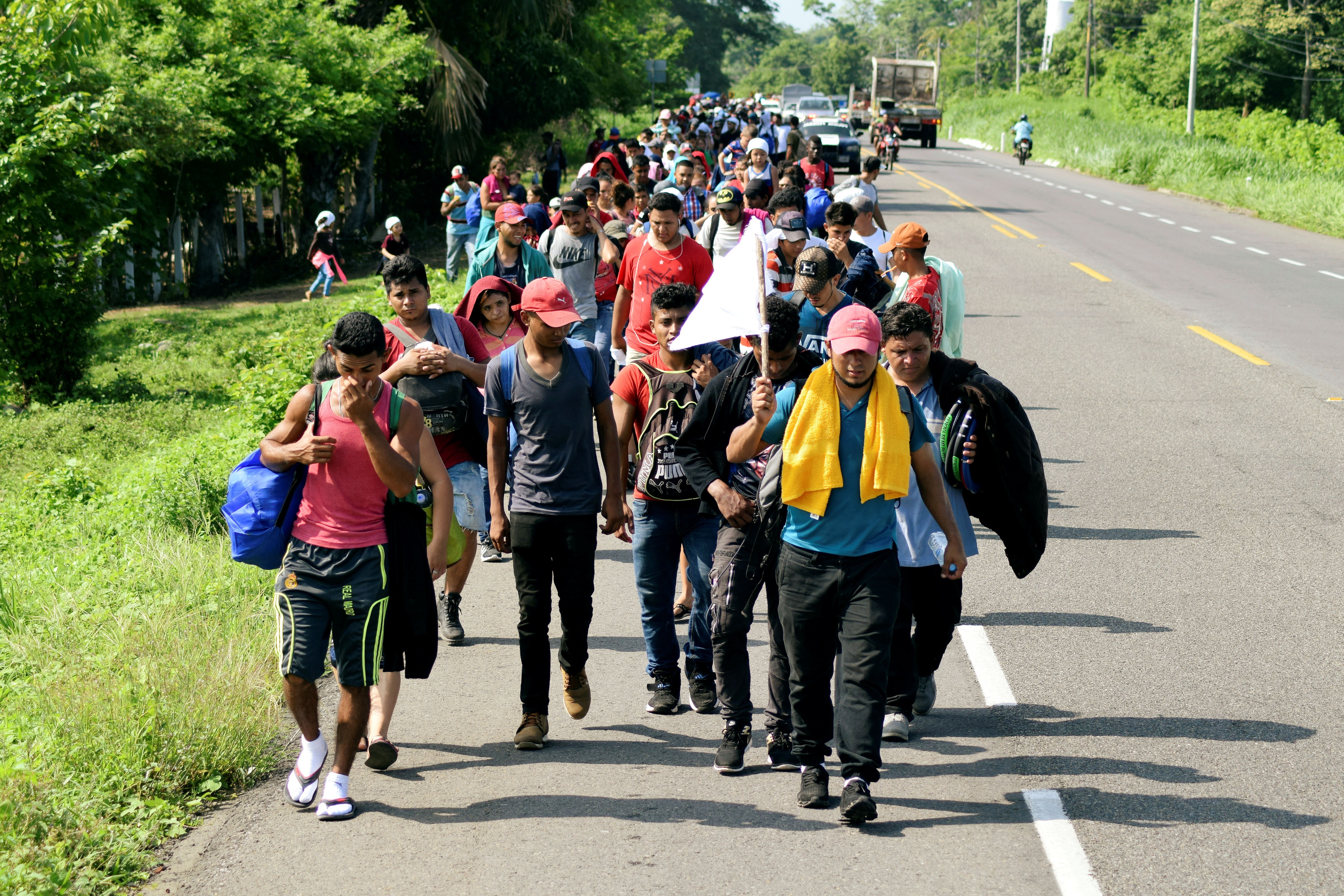Migrantes de una caravana hacia Estados Unidos en el estado mexicano de Chiapas (REUTERS/Jose Torres)