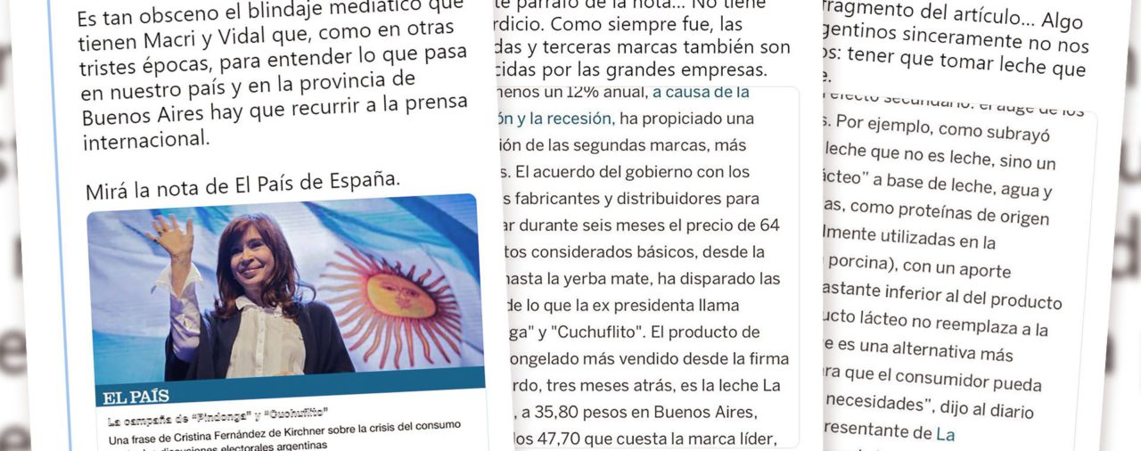 Cristina Kirchner cuestionó a Mauricio Macri y María Eugenia Vidal en medio de la polémica de las marcas "Pindonga" y "Cuchuflito"