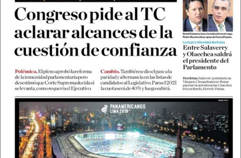 El Comercio, Perú, 26 de julio de 2019