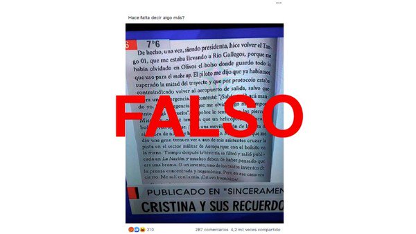 El texto leído por Eduardo Feinmann sobre Cristina Kirchner y el Tango 01 no fue escrito por la ex presidenta, como se dijo en redes