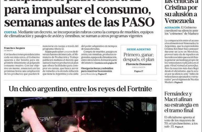 La Nación, Argentina, Lunes 29 de julio de 2019