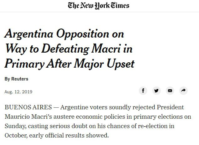 "Impactante", "irreversible" y dudas sobre la economía: así reflejaron los medios del mundo el resultado de las primarias argentinas