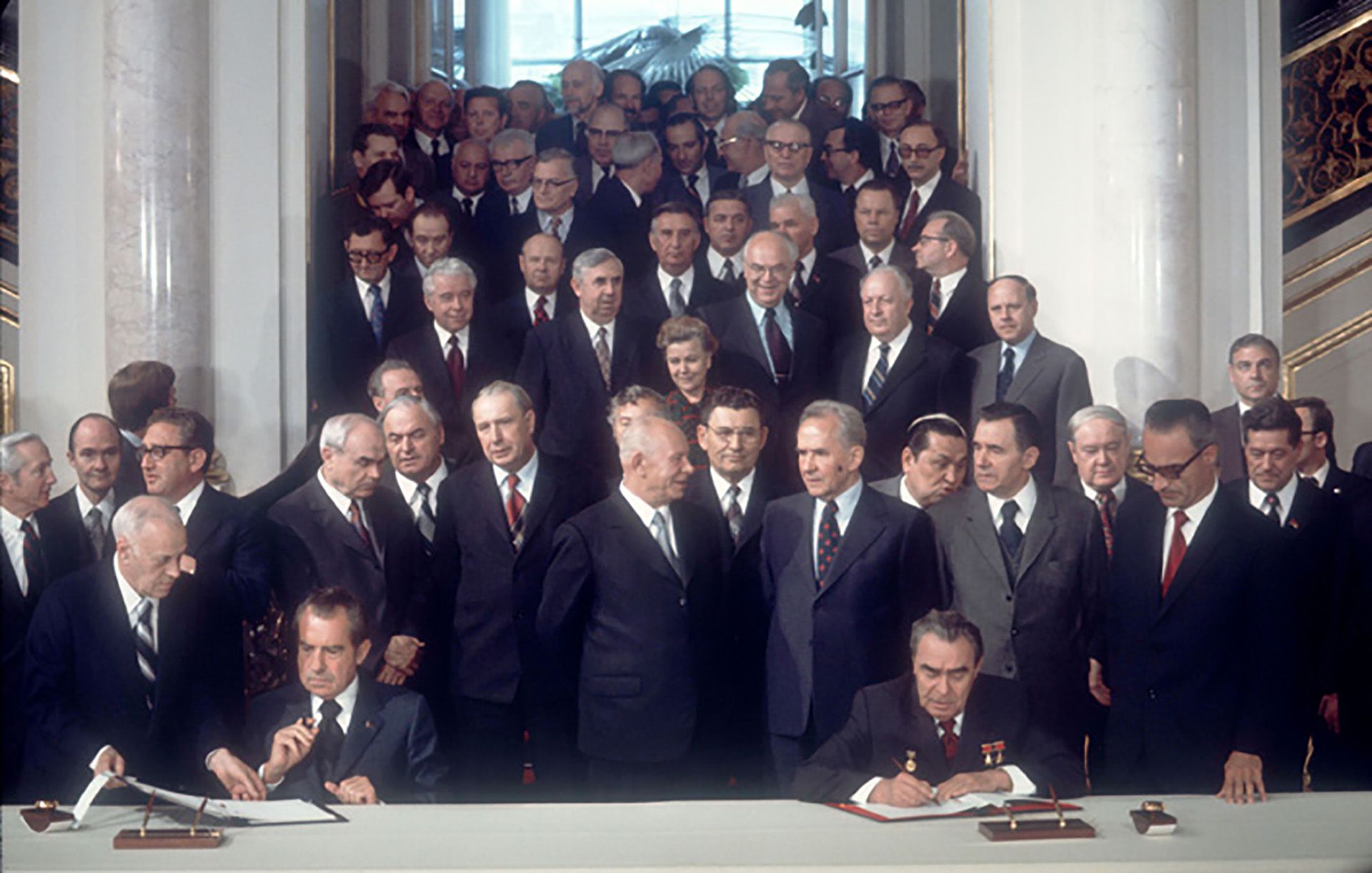 Richard Nixon y Leonid Brezhnev firmaron un acuerdo en Moscú, en 1972.