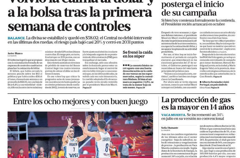 La Nación, sábado 7 de septiembre de 2019