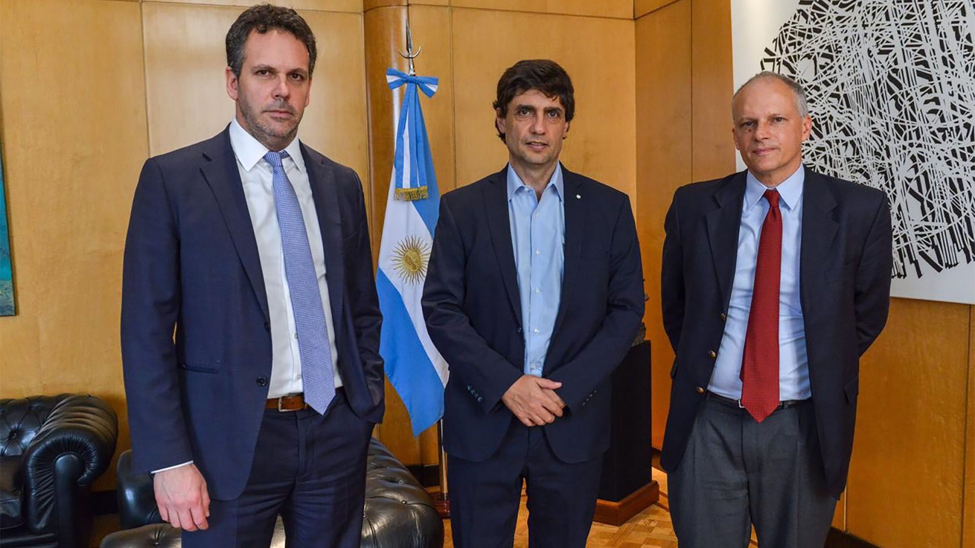 Sandleris y Lacunza, junto al director del Departamento para el Hemisferio Occidental del FMI, Alejandro Werner.