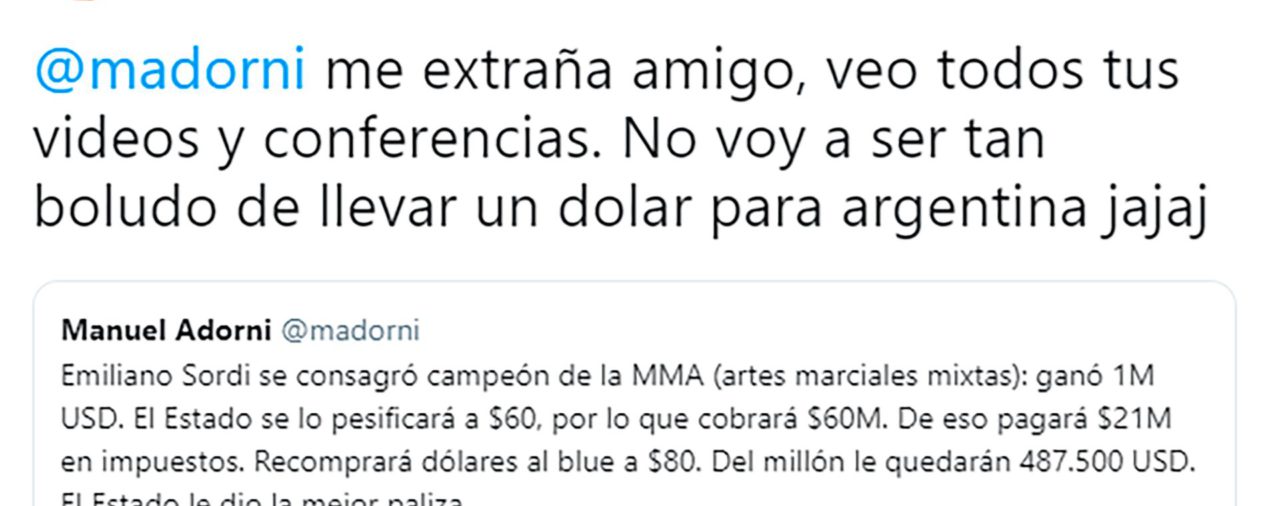 El argentino que ganó USD un millón tras ser campeón en MMA: “No voy a ser tan boludo de llevar un dólar al país”