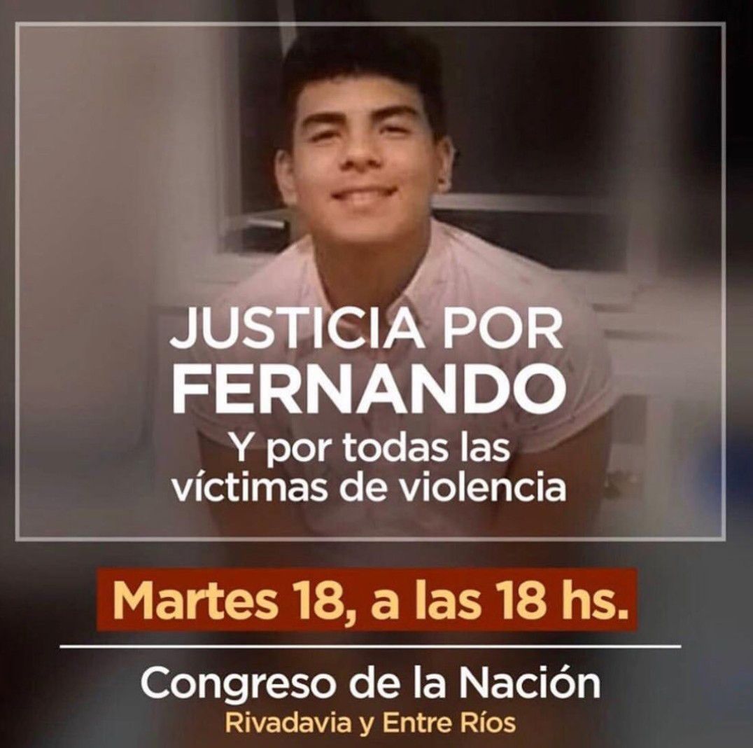 El flyer que se viralizó por la marcha del 18 de febrero, cuando se cumpla un mes del asesinato de Fernando.