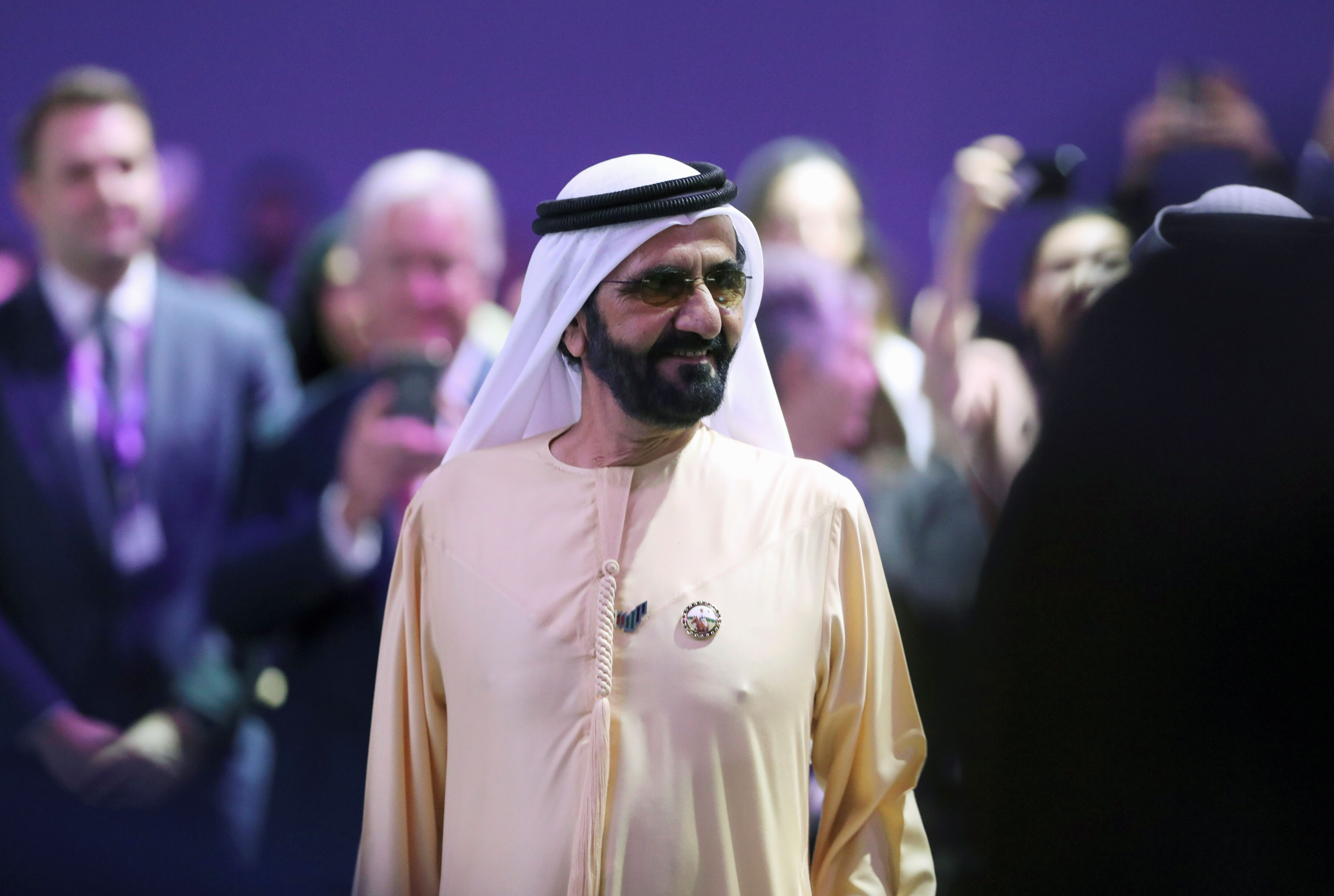 El primer ministro y vicepresidente de los Emiratos Árabes Unidos y gobernante de Dubai Sheikh Mohammed bin Rashid al Maktoum asiste al Foro Global de Mujeres en Dubai, Emiratos Árabes Unidos, el 16 de febrero de 2020 (Reuters)