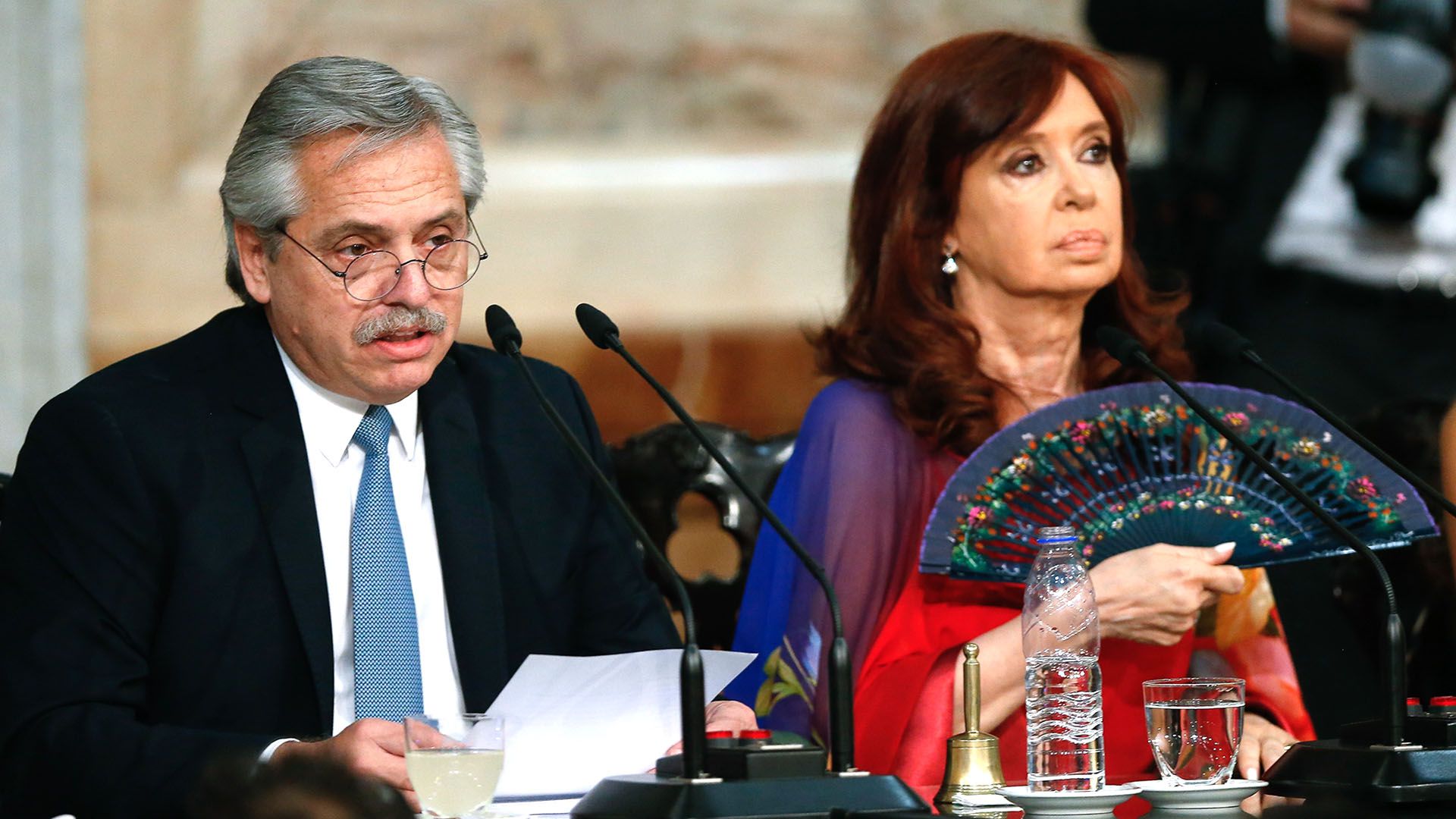 Alberto Fernández y Cristina Kirchner, este domingo ante la Asamblea Legislativa